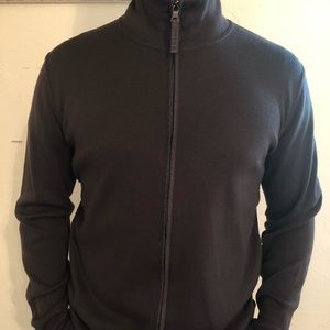 Prada 100% wool zip front brown cardigan size 54